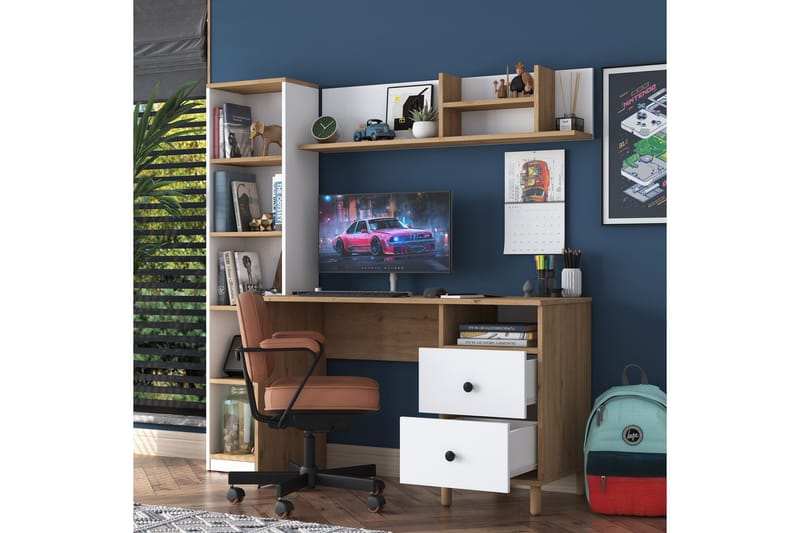 Eireann Skrivbord 50x120 cm - Valnöt/Vit - Möbler - Hemmakontor - Skrivbord