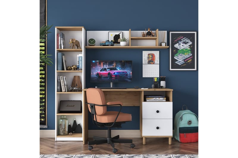 Eireann Skrivbord 50x120 cm - Valnöt/Vit - Möbler - Hemmakontor - Skrivbord