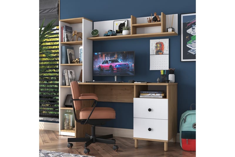 Eireann Skrivbord 50x120 cm - Valnöt/Vit - Möbler - Hemmakontor - Skrivbord