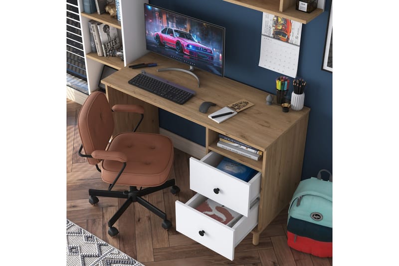 Eireann Skrivbord 50x120 cm - Valnöt/Vit - Möbler - Hemmakontor - Skrivbord