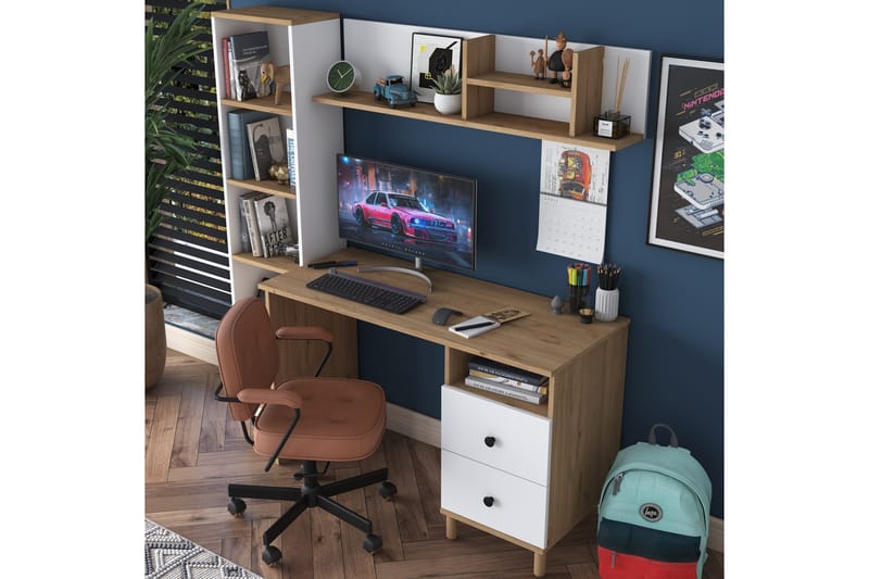 Eireann Skrivbord 50x120 cm - Valnöt/Vit - Möbler - Hemmakontor - Skrivbord