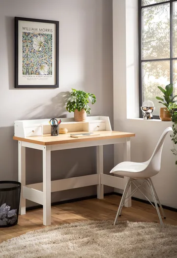 Eliara Skrivbord 106 cm - Vit och eklook - Möbler - Hemmakontor - Skrivbord