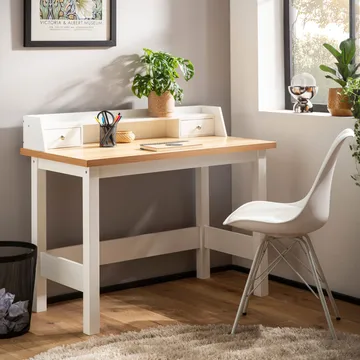 Eliara Skrivbord 106 cm - Vit och eklook - Möbler - Hemmakontor - Skrivbord
