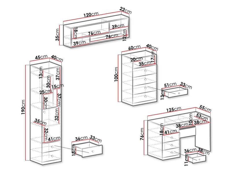Elvaren Möbelset för Kontor - Möbler - Hemmakontor - Möbelset för kontor