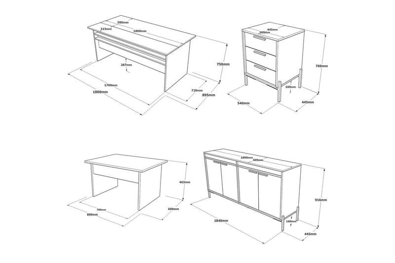Enor Möbelset För Kontor - Silver/Antracit - Möbler - Hemmakontor - Möbelset för kontor