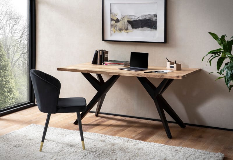 Fenaro Skrivbord 180x90 cm Industriell stil - Ljust gyllenbrun och mattsvart - Möbler - Hemmakontor - Skrivbord