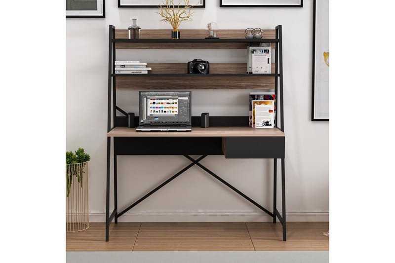 Garavelo Skrivbord 25x124 cm - Valnöt/Svart - Möbler - Hemmakontor - Skrivbord