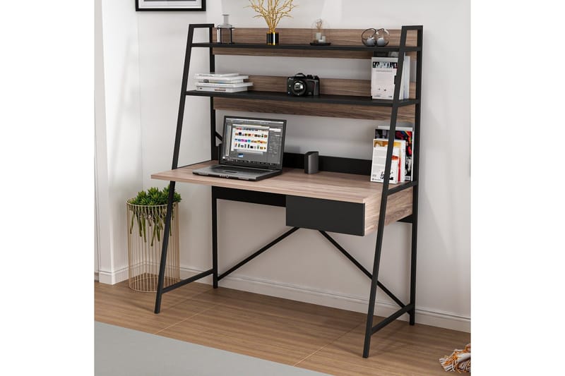 Garavelo Skrivbord 25x124 cm - Valnöt/Svart - Möbler - Hemmakontor - Skrivbord