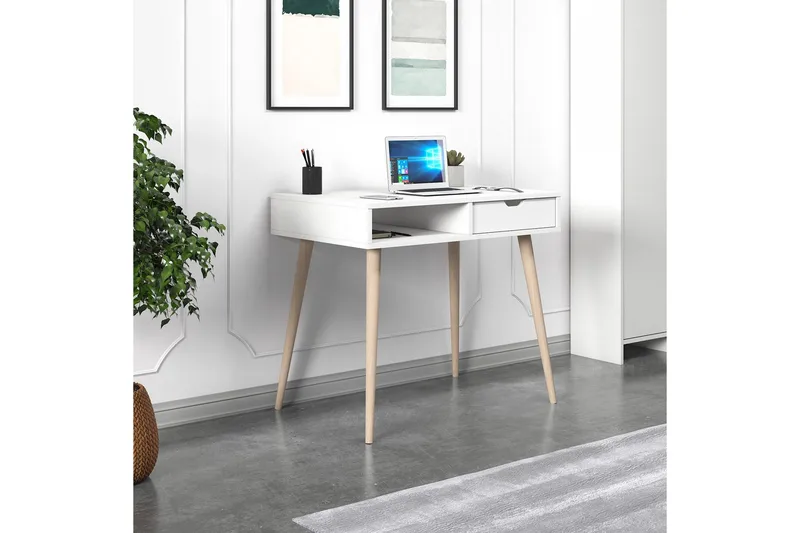 Gerard Skrivbord 60x90 cm - Vit/Natur - Möbler - Hemmakontor - Skrivbord