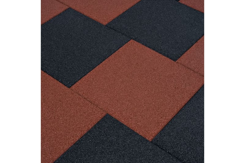 Fallskyddsmattor 6 st gummi 50x50x3 cm röd - Röd - Möbler - Hemmakontor - Golvskydd