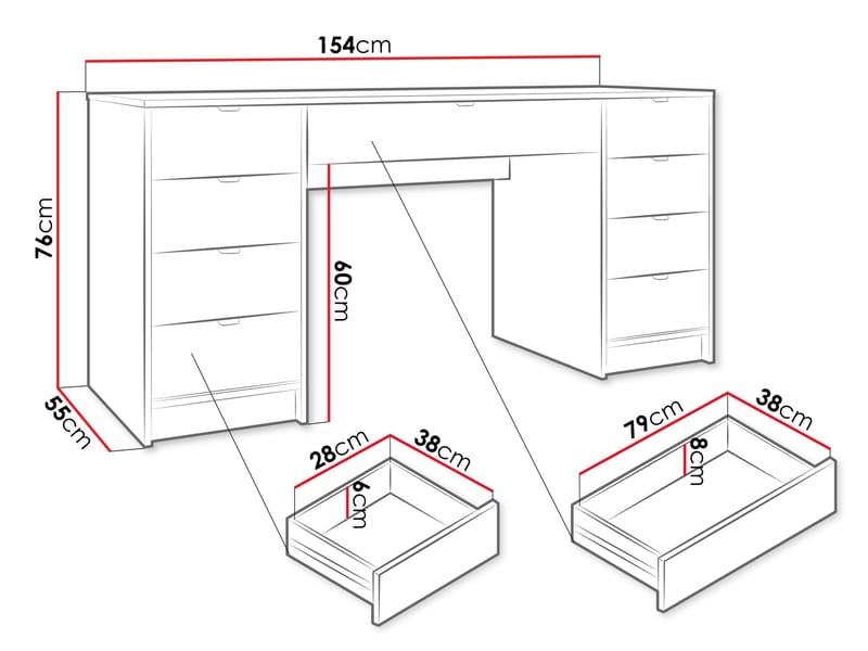 Gudelia Skrivbord 154 cm - brun - Möbler - Hemmakontor - Skrivbord