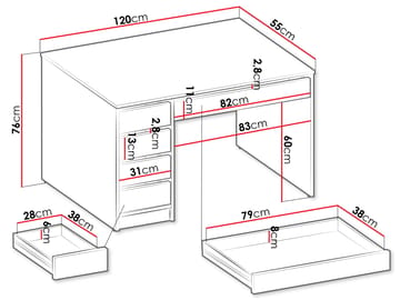 Harland Skrivbord 120 cm - ljusbrun - Möbler - Hemmakontor - Skrivbord