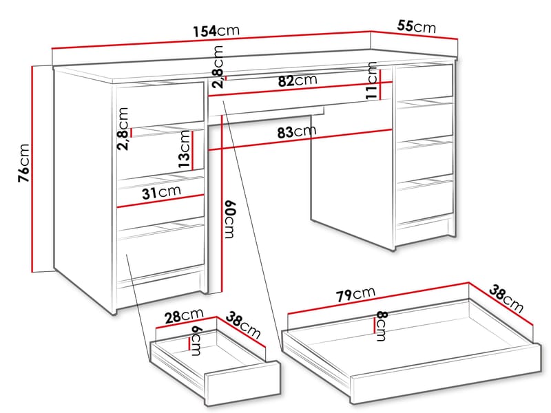 Harland Skrivbord 154 cm - brun - Möbler - Hemmakontor - Skrivbord