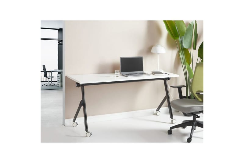 Hopfällbart skrivbord Bendi Vit/Svart, 160x60x75 cm - Vit/Svart, 160x60x75 cm - Möbler - Hemmakontor - Skrivbord