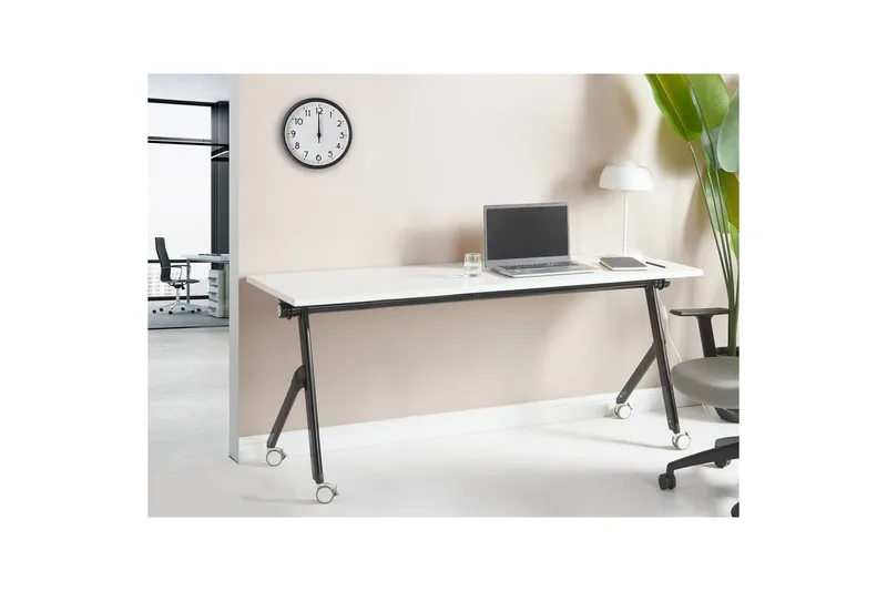Hopfällbart skrivbord Bendi Vit/Svart, 180x60x75 cm - Vit/Svart, 180x60x75 cm - Möbler - Hemmakontor - Skrivbord