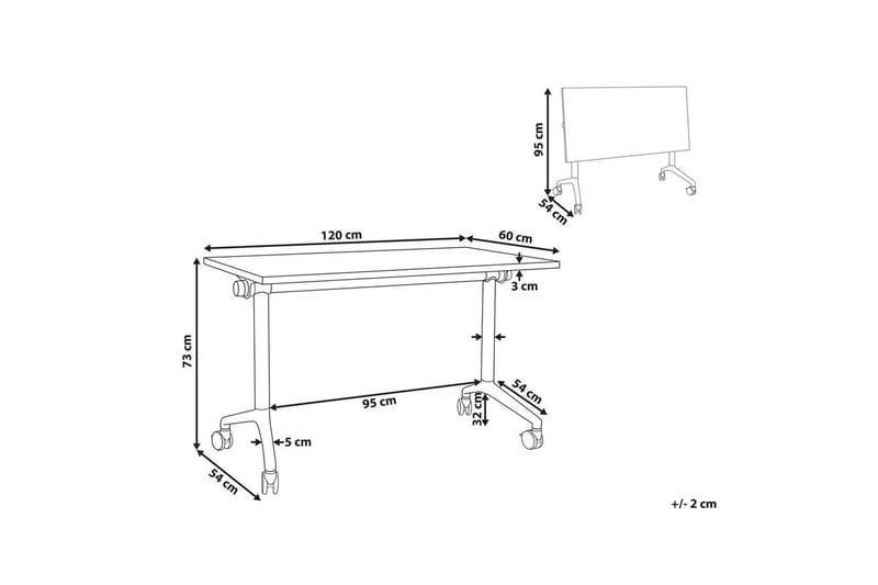 Hopfällbart skrivbord Cavi Ljus trä/svart, 120x60x75 cm - Ljus trä/svart, 120x60x75 cm - Möbler - Hemmakontor - Skrivbord