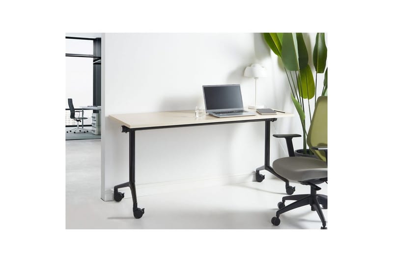 Hopfällbart skrivbord Cavi Ljus trä/svart, 160x60x75 cm - Ljus trä/svart, 160x60x75 cm - Möbler - Hemmakontor - Skrivbord