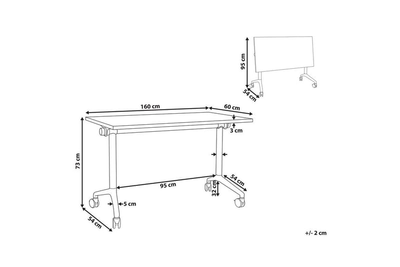 Hopfällbart skrivbord Cavi Vit/Svart, 160x60x75 cm - Vit/Svart, 160x60x75 cm - Möbler - Hemmakontor - Skrivbord