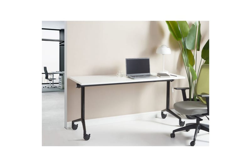 Hopfällbart skrivbord Cavi Vit/Svart, 160x60x75 cm - Vit/Svart, 160x60x75 cm - Möbler - Hemmakontor - Skrivbord
