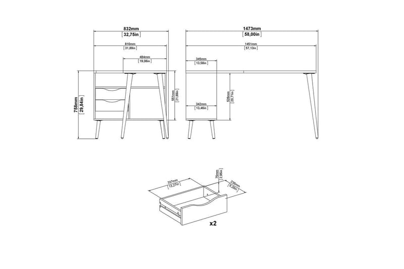 Hostafranc Skrivbord 81x145,1 cm - Natur - Möbler - Hemmakontor - Skrivbord