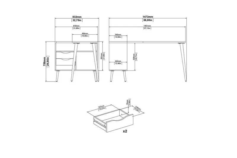 Hostafranc Skrivbord 81x145,1 cm - Natur - Möbler - Hemmakontor - Skrivbord
