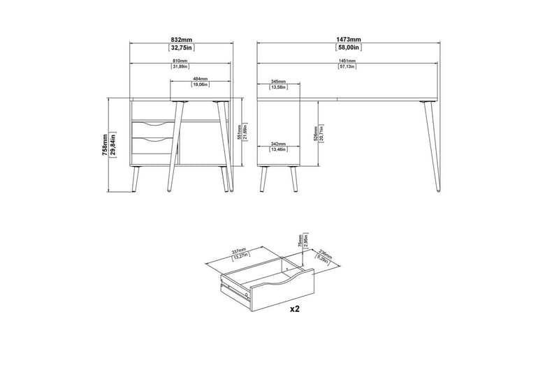 Hostafranc Skrivbord 81x145,1 cm - Natur - Möbler - Hemmakontor - Skrivbord