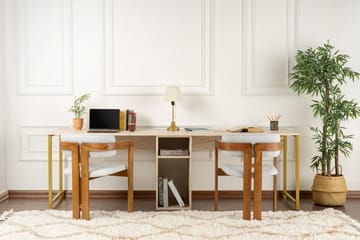 Hu Skrivbord 60x240 cm - Beige/Guld - Möbler - Hemmakontor - Skrivbord