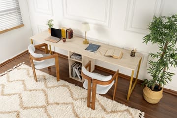 Hu Skrivbord 60x240 cm - Beige/Guld - Möbler - Hemmakontor - Skrivbord