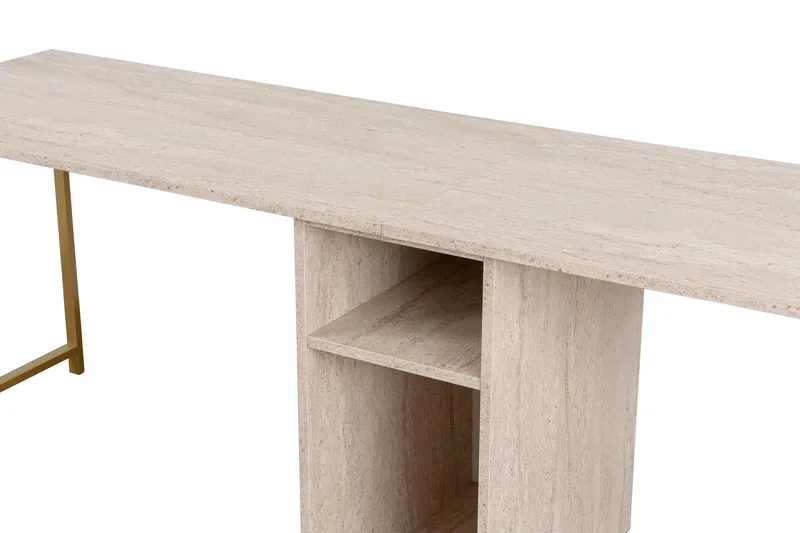 Hu Skrivbord 60x240 cm - Beige/Guld - Möbler - Hemmakontor - Skrivbord