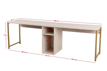 Hu Skrivbord 60x240 cm - Beige/Guld - Möbler - Hemmakontor - Skrivbord