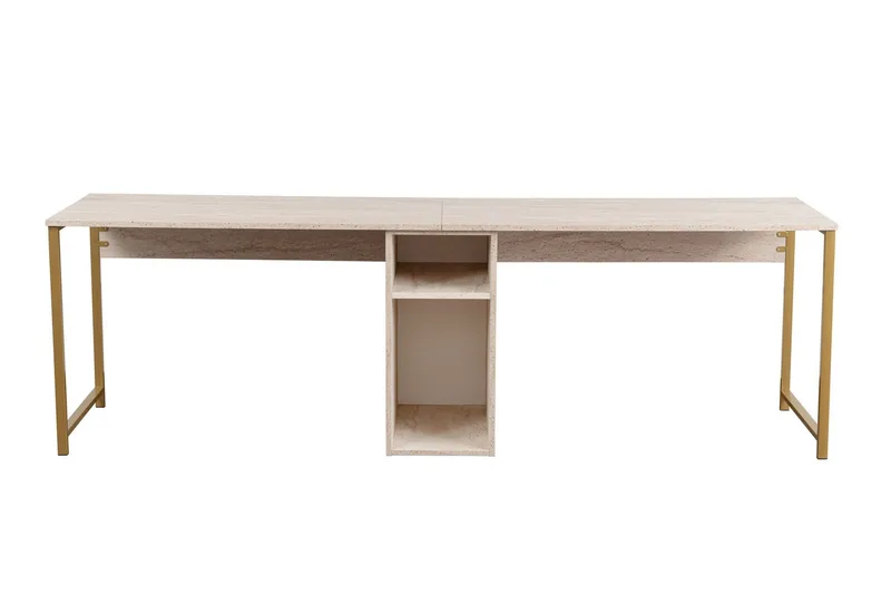 Hu Skrivbord 60x240 cm, Beige/Guld