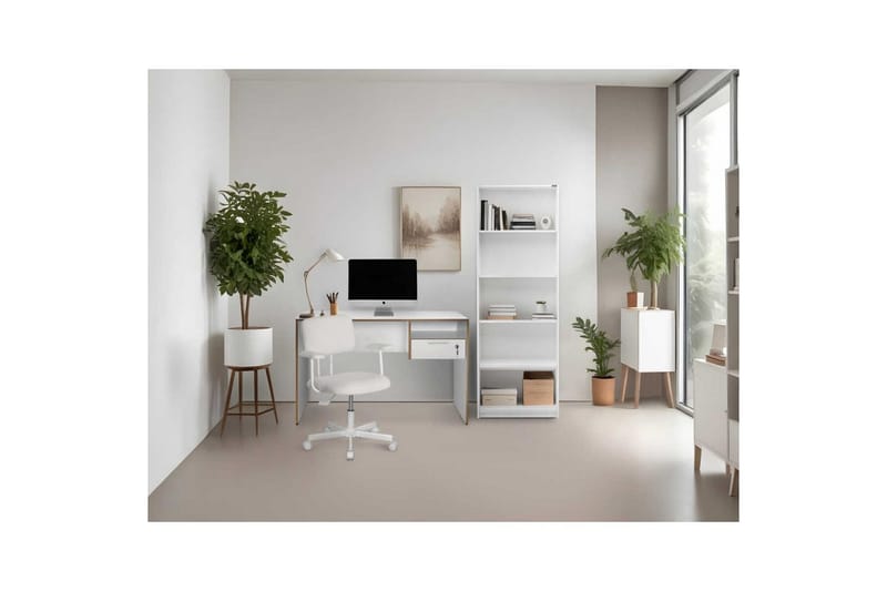 Jenifer Skrivbord 60x120 cm - Mediumfärgat trä/Vit - Möbler - Hemmakontor - Skrivbord