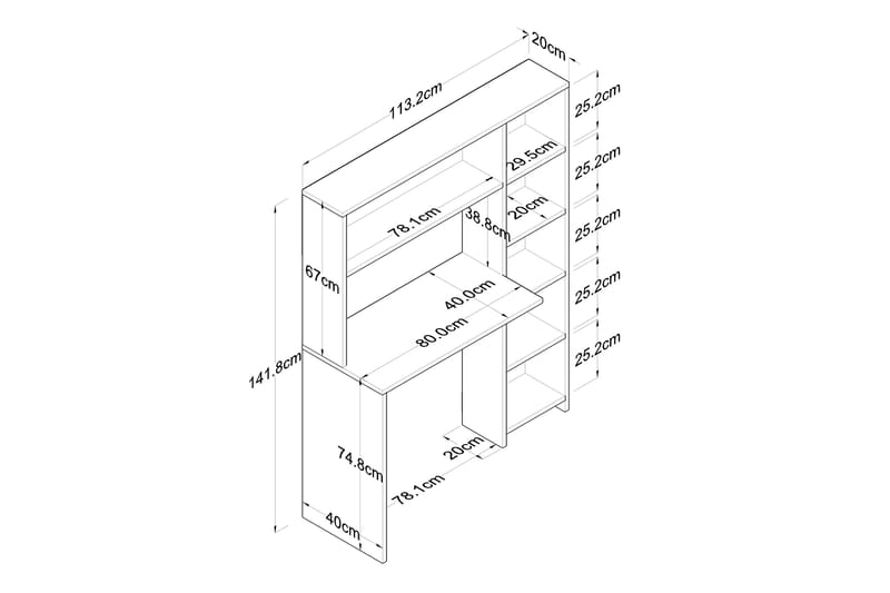 KHIRTOL Skrivbord 113 cm Vit -   - Bord - Skrivbord