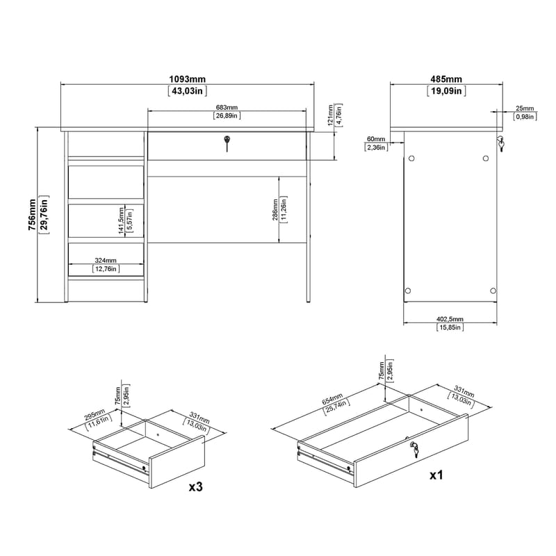 Klintberg Skrivbord 109x48x76 cm - Möbler - Hemmakontor - Skrivbord