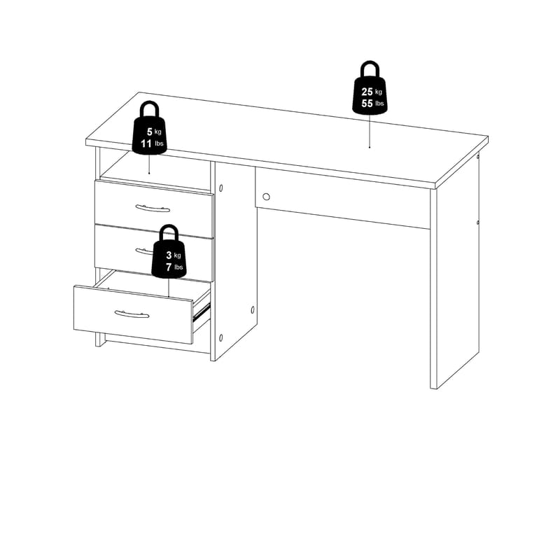 Klintberg Skrivbord med 3 lådor 120x48x73 cm - Möbler - Hemmakontor - Skrivbord