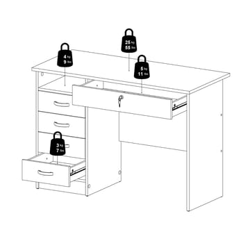 Klintberg Skrivbord med 5 lådor 109x48x76 cm - Möbler - Hemmakontor - Skrivbord