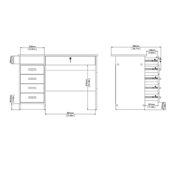 Klintberg Skrivbord med 5 lådor 109x48x76 cm - Möbler - Hemmakontor - Skrivbord