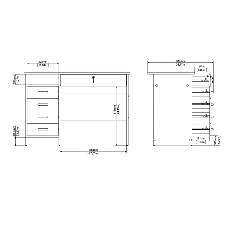 Klintberg Skrivbord med 5 lådor 109x48x76 cm - Möbler - Hemmakontor - Skrivbord