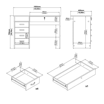 Klintberg Skrivbord med 5 lådor 109x48x76 cm - Möbler - Hemmakontor - Skrivbord