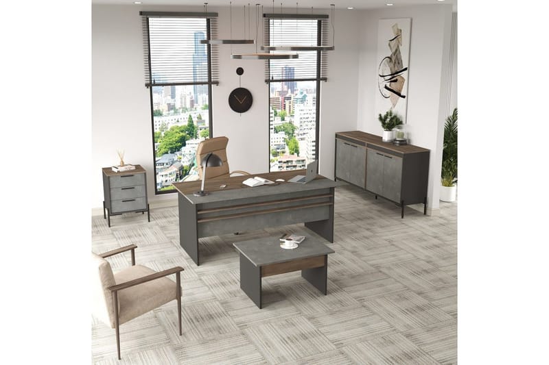 Kontorsmöbelset Enor 8 Argentu / Antracit, Silver/Antracit