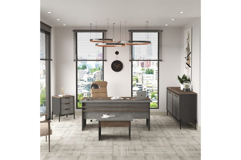 Kontorsmöbelset Enor 8 Argentu / Antracit - Silver/Antracit - Möbler - Hemmakontor - Möbelset för kontor