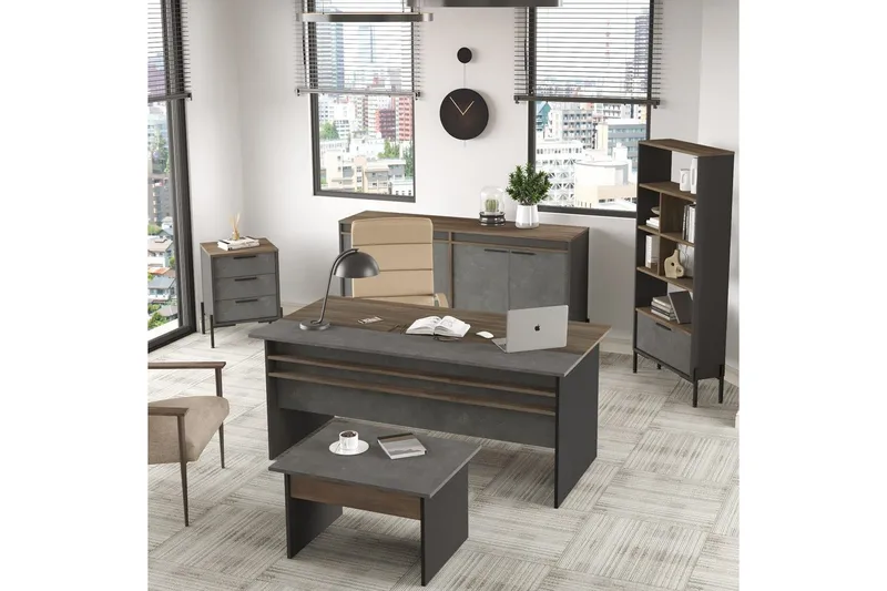 Kontorsmöbelset Enor 9 Argentu / Antracit, Silver/Antracit