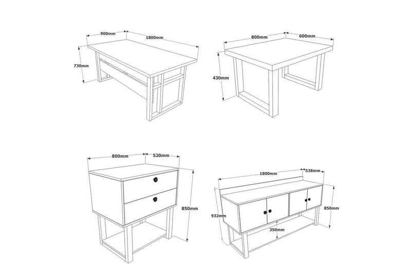 Kontorsmöbelset Mono 11 Barock / Antracit - Antracit - Möbler - Hemmakontor - Möbelset för kontor