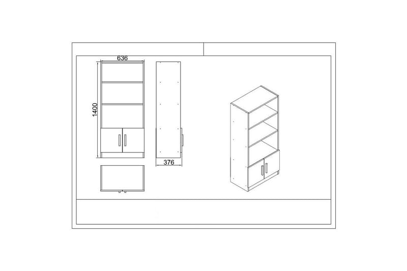 Kontorsmöbelset Raveena 19 Ek / Lärk / Svart - Ek / Lärk / Svart - Möbler - Hemmakontor - Möbelset för kontor