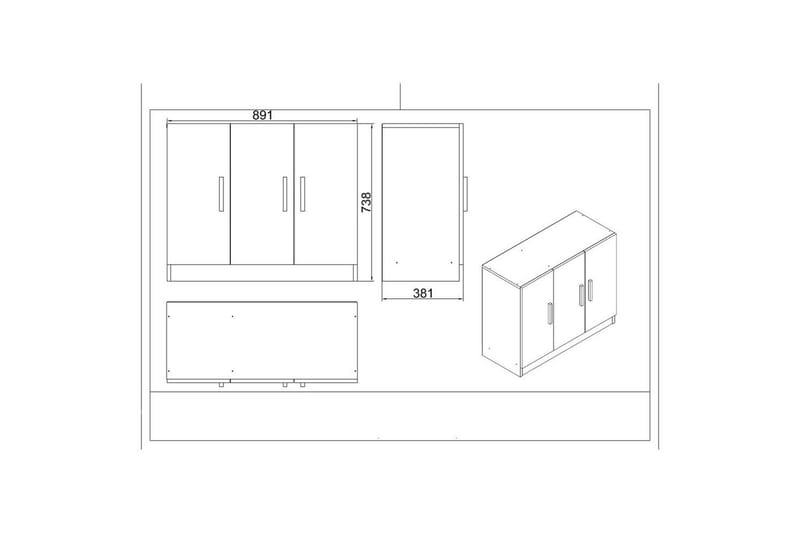 Kontorsmöbelset Raveena 19 Ek / Lärk / Svart - Ek / Lärk / Svart - Möbler - Hemmakontor - Möbelset för kontor