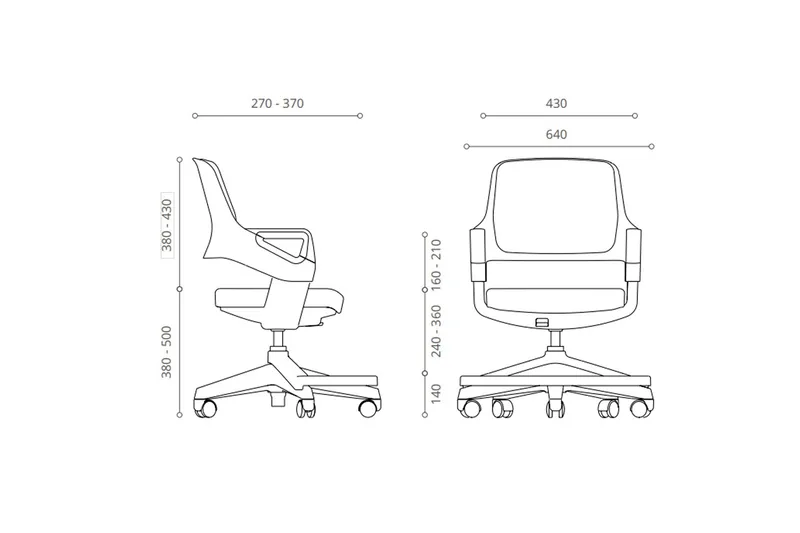 Barnstol Rookee För 4-14År 64x64xh76-93 cm - Barn & bebis - Barnmöbler - Barnstolar & fåtöljer - Skrivbordsstol barn