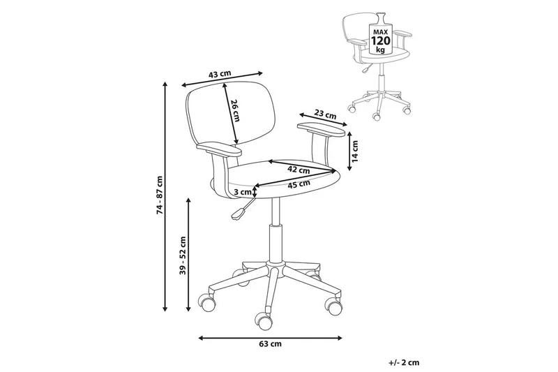 Kontorsstol Gunnison - Mörkt trä, grått - Möbler - Hemmakontor - Kontorsstol