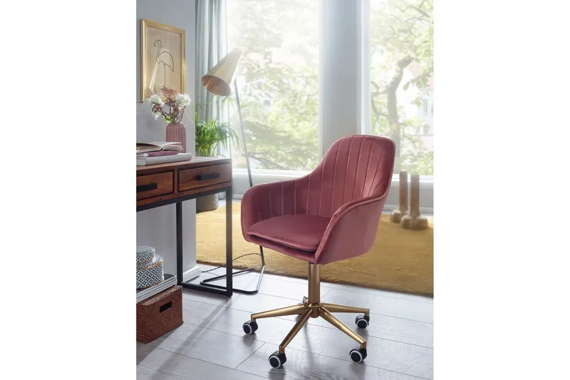 Hubdam Kontorsstol - Rosa/Guld - Möbler - Hemmakontor - Kontorsstol