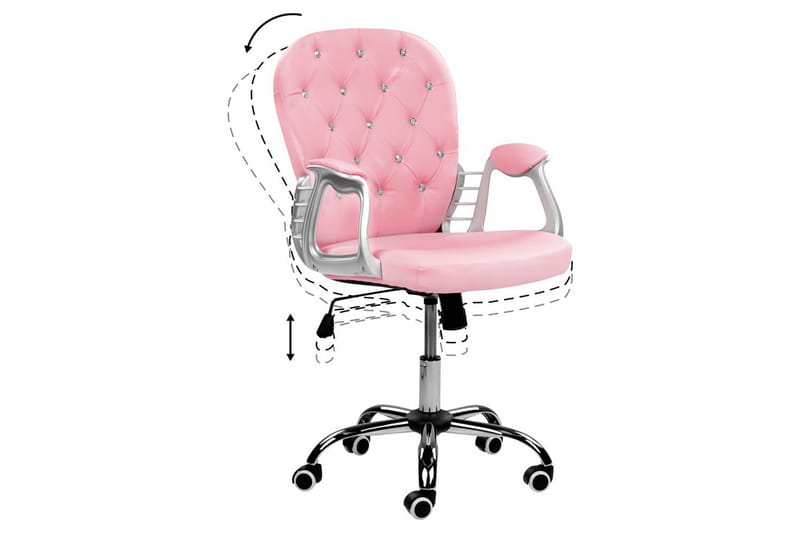 Kontorsstol med kristaller Princess Rosa/svart/silver - Rosa/svart/silver - Möbler - Hemmakontor - Kontorsstol