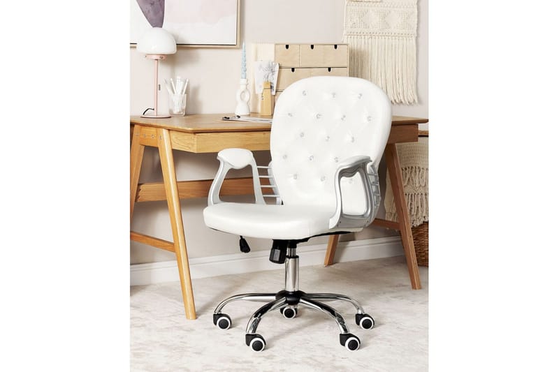 Kontorsstol med kristaller Princess Vit/Svart/Silver - Vit/Svart/Silver - Möbler - Hemmakontor - Kontorsstol